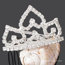 fancy hair accessories for women crystal tiara shape metal clips